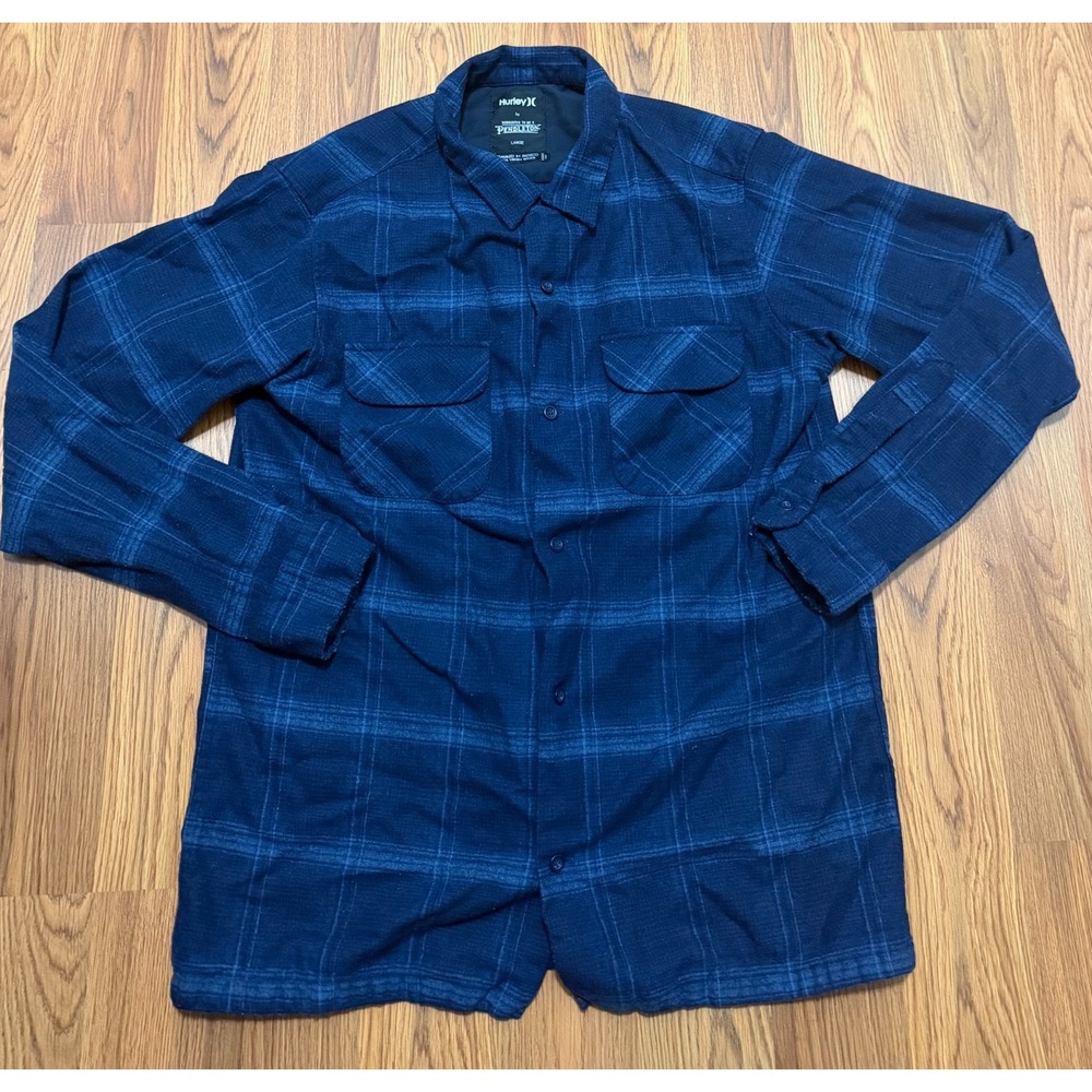 Hurley Pendleton Wool Shirt Jacket Mens Large Plaid Button Front Shacket